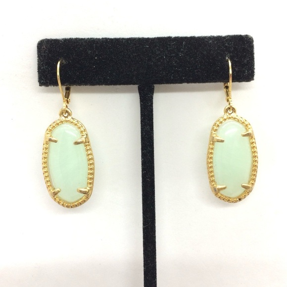 VINTAGE JOAN RIVERS EARRINGS LEVERBACK GOLD TONE SEAFOAM GREEN DANGLE DROP - Picture 3 of 13